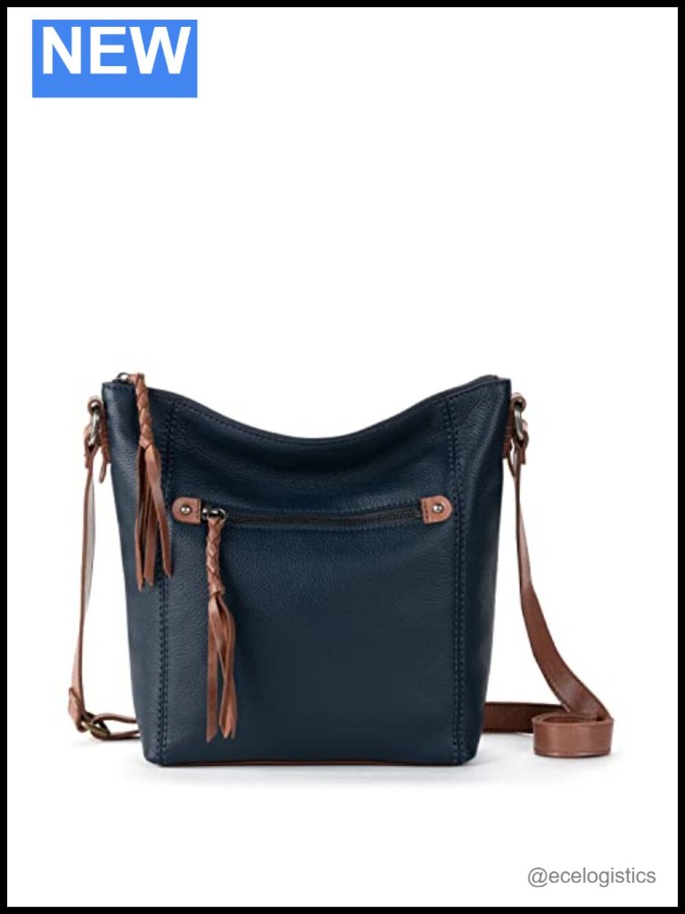 Leather Crossbody Purse with Zipper Closure & Adjustable Strap